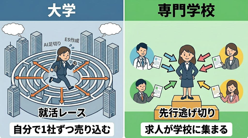 大学と専門学校の就活の違い